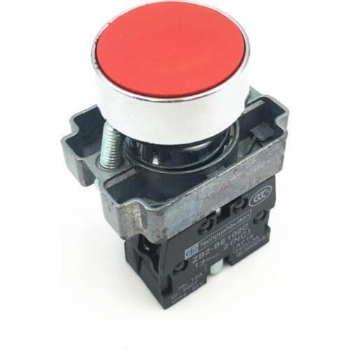 4pcs XB2 BA42 Red Sign Flat Self-Reset Momentary Flush Pushbutton Push Button Switch 1 NC 22mm Mounting Hole