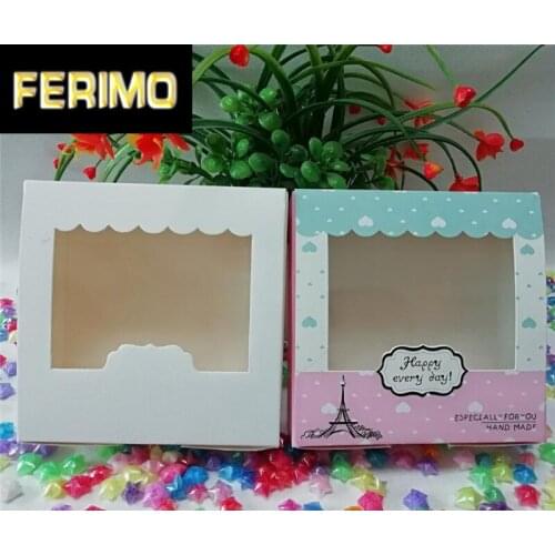 5Pcs/lot Color Kraft Paper Cake Box Cardboard Cupcake Box with window Small Gift Box Baking Food Package Boxes 13.5*13.5*5cm
