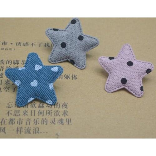 40pcs 5cm Star Padded Patches Appliques For Clothes Sewing Supplies DIY Hair Bow Decoration free shipping