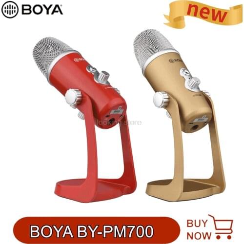 BOYA BY-PM700 Desktop USB Microphone Metal Computer Condenser Mic with Stand for PC Laptop Vocals Recording Interview Conference