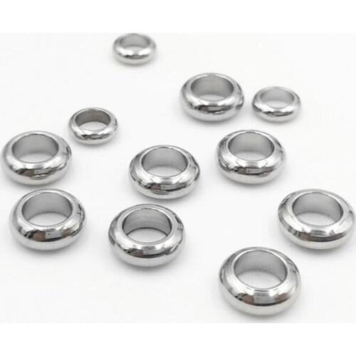 50pcs/lot Stainless Steel Gold Big Hole Bead Loose Spacer Beads for DIY Jewelry Making fits Spacer Ring Charm Beads Accessories