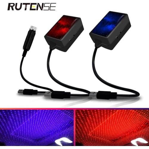 USB car led Decorative Atmosphere Lamp Roof Star Night Light Projector Adjustable Car Styling Automotive Interior Light red blue