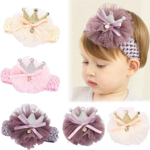Child Crown Headband Childrens Hair Accessories Princess Wide Lace Elastic Headband Baby Girl Hairpin For Children Gift