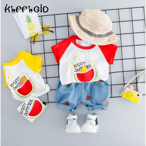 Baby Grils Boys Suits Clothes 2020 Cute watermelon 100% Cotton Striped Baby Girls Set Children Clothing Sets Girls Clothes