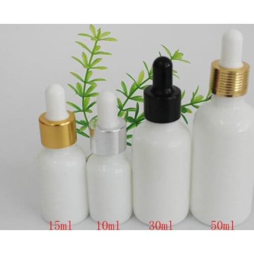 50pcs 10ml 15ml 20ml 30ml 50ml porcelain white glass bottle essential oil bottle hyaluronic acid essence drop tube empty bottle