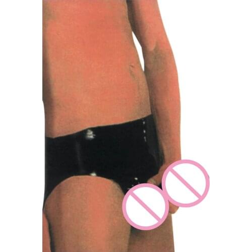 Fetish Mens Latex Underwear Penis Sheath Flesh / Red / Black / Transparent 4 color Latex Panties With Penis Condom