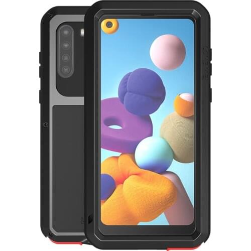 LOVEMEI Dirt-resistant Anti-knock Metal Aluminum Cases with Gorilla Glass for Sumsang Galaxy A21 USA Heavy Duty Protection Case