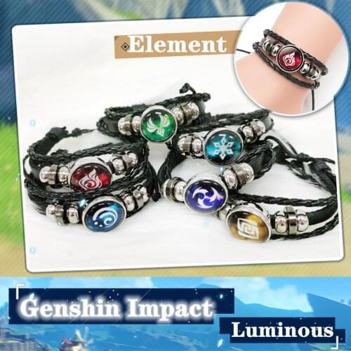 Game Cosplay Genshin Impact Weapon Prop Eye of God Water Wind Thunder Fire Rock Ice Element Luminous Bracelet Anime Jewelry Gift