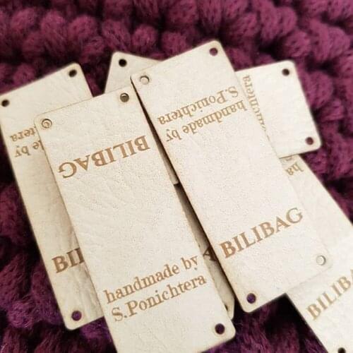 Customisable Center Fold Folding Faux Leather labels, Labels for Handmade Products,Knitting Labels, Logo Labels