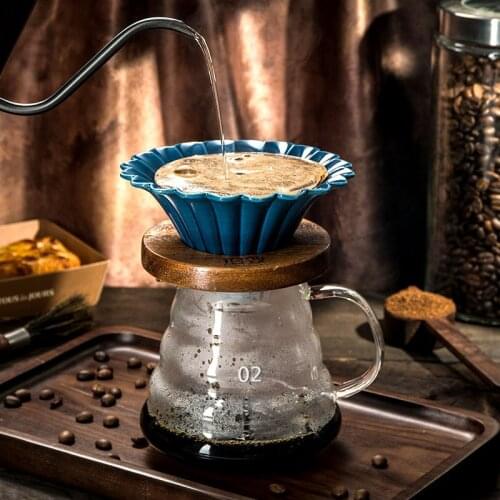 Hand-brewed Coffee Pot Set Drip Filter Cup Walnut Solid Wood Frame Ceramic Filter Cup Cloud Pot Share Pot Filter Set