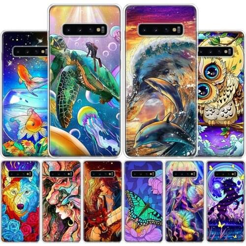 Colorful Cat Owl Fish Horse Animal Cover Phone Case For Samsung Galaxy S10 S20 Ultra Note 10 9 8 S9 S8 Plus Pro Lite S7 S6 J4 J6