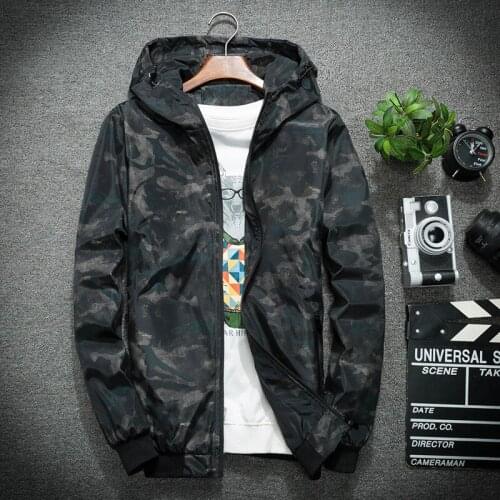 New mens Hooded baseball jacket Spring autumn Casual mens camouflage thin coats male loose fashion outwear Sportswear Top 4XL