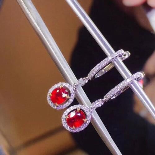 Best Valentines Day Present Ruby Earring 925 Sterling Silver Fahshion Natural and Real Ruby Earring