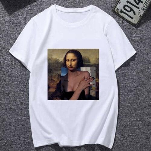 New Summer Tshirt Spoof Mona Lisa Fun Fashion Print T-shirt Personality Harajuku Funny Casual Thin Section T Shirt Women Clothes