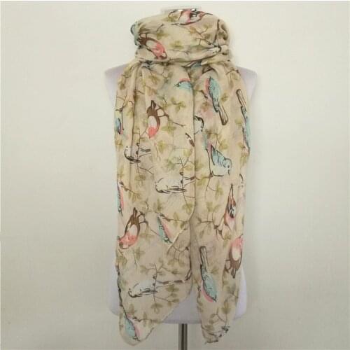 New fashion long scarfs bird print viscose scarves spring autumn women scarf air shawl wrap lencos de seda hot sale lady scarf