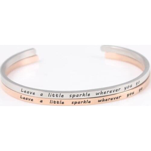 New Engraved Positive Inspirational 3 colors Quote Cuff Bracelet Mantra Bangle Stainless Steel Bracelet For Women Gift