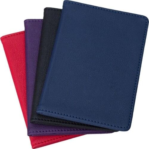 Solid Color Travel Passport Holder Cover ID Card Ticket Pouch Bag Protector Wallet PU Solid Color Multi-card Passport Holder
