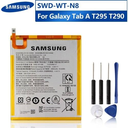Original Replacement Tablet Battery SWD-WT-N8 For Samsung GALAXY Tab A T295 T290 Authentic Rechargeable Battery 5100mAh