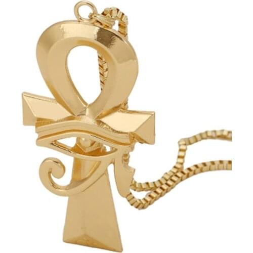Egyptian Eye of Horus Cross Charm Pendants Necklace Vintage Hip Hop Chain Necklace