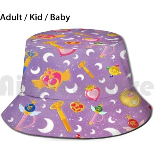 Sailor Moon Transformation Item Pattern Bucket Hat Adult kid baby Beach Sun Hats Sailor Moon Mahou Shoujo Magical Girl