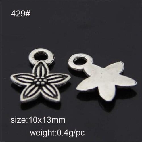 80pcs/lot 10x13mm Alloy Flower Charm Pendant For Jewelry Making