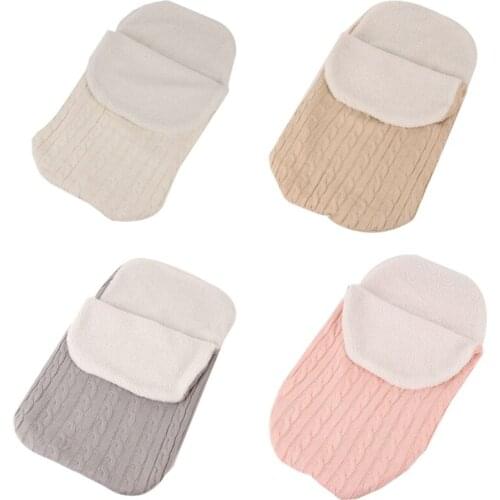 Practical Newborn Baby Plus Velvet Sleeping Bag Swaddle Blanket Wrap Warm Thick Knit Fleece Toddler Stroller Gift Kids H3CD