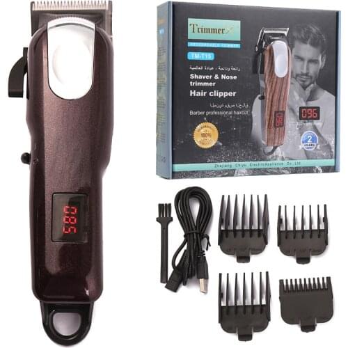 Rofessional Digital Hair Trimmer Rechargeable Electric Hair Clipper Mens Cordless Haircut Adjustable Ceramic Blade
