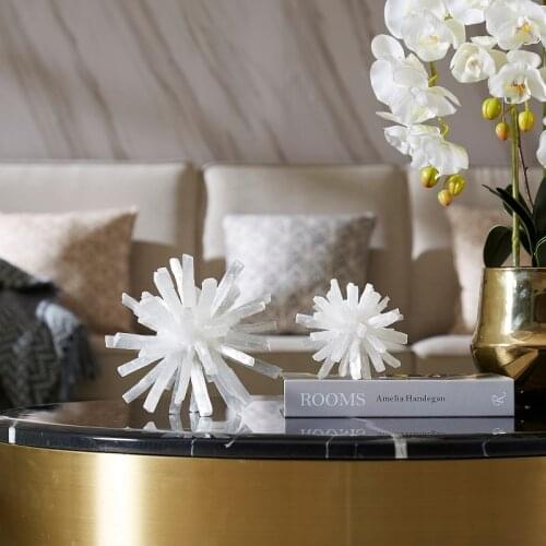 Luxury Modern Mineral Spar White Thorn Ball Flower Ornaments Decoration Home Accessories Model Room Hot Sale Soft Furnishings