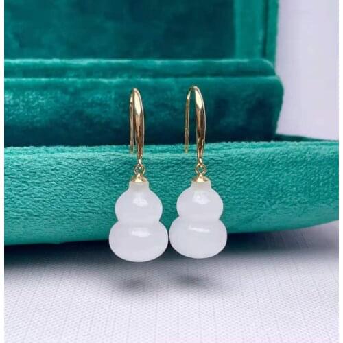 SHILOVEM 18k yellow gold real Natural Jasper drop earrings classic fine Jewelry women wedding new 10*14mm gift myme1014222hby