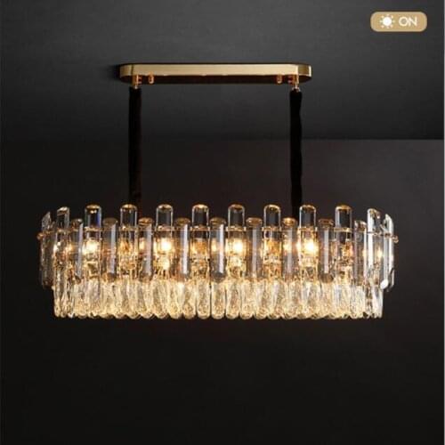 Modern Luxury Living Room Round K9 Led Pendant Lamp Led Hanging Lamp Dinng Room Line Lustre Gray & Clear Crystal Suspend Lamp