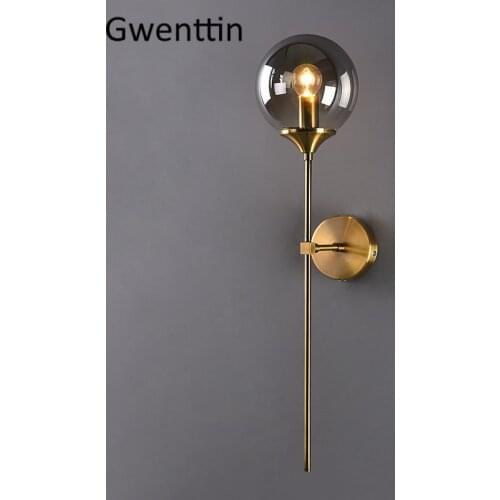Nordic Glass Led Wall Lamp Modern Gold Sconce Wall Light Fixtures for Home Decor Bedroom Bathroom Mirror Lights Indoor Luminaire