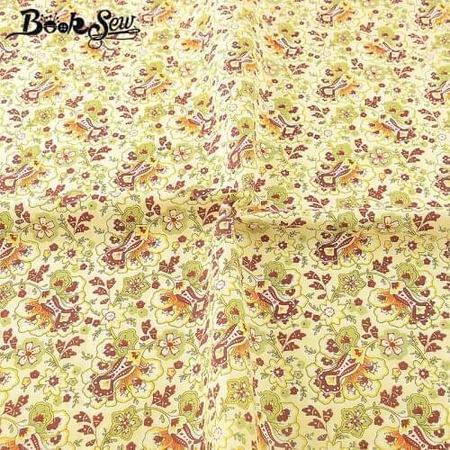 100% Cotton Poplin Fabric Flowers Tecidos Para Costura Yellow Telas De Algodon Para Patchwork Sewing Material Tissu Curtain