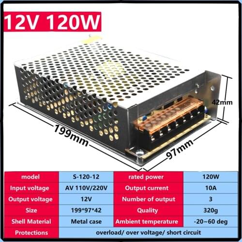 Lighting Transformers AC 110V 220V To 12V Power Supply Adapter 10A Power Supply Source Adapter Power Supply Adapter for LED CCTV