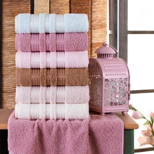 Turkish Pure 100 Cotton 6 Pcs 50x90 Cm Super Absorbent Towel Set Soft 2021 Cyan Purple Rose Brown Pink White Home Textile