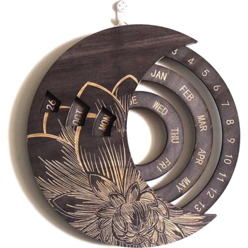 Wooden Moon Perpetual Calendar Adjustable Family Birthday Reminder Wall Board X3UE