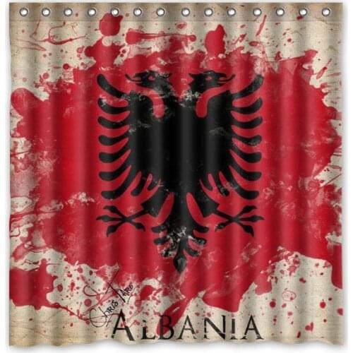 Albania Flag Waterproof Shower Curtain Polyester Fabric Bath Bathing Bathroom Curtains with Hooks Home Decor
