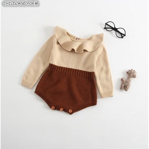 Knitted Baby Clothes Newborn Baby Rompers Long Sleeve Knit Infant Baby Girl Romper Ruffle 100% Cotton Baby Jumpsuit Boys Rompers