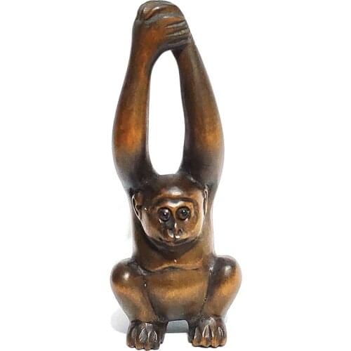Y7181 - 2" Hand Carved Japanese Boxwood Netsuke Carving Figurine - Lovely Monkey