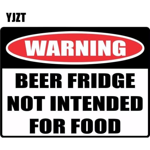 YJZT 16*11.8cm Funny WARNING Sign BEER FRIDGE NOT INTENDED FOR FOOD Car Sticker Retro-reflective Decals C1-8140