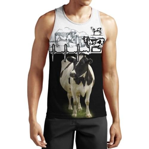 New fashion summer mens vest animal cow 3D full print vest men and women Harajuku leisure sports vest top