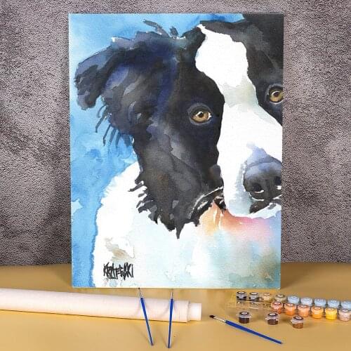 Animal Border Collie Painting By Numbers Set Oil Paints 50*70 Oil Painting Wall Decoration For Wholesale
