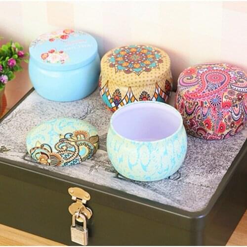 1Pc Drum-shaped Candy Organizer Cookie Box Rose Tea Pot Tin Box Small Fresh Personality Candy Storage Box Festive Party Supplies