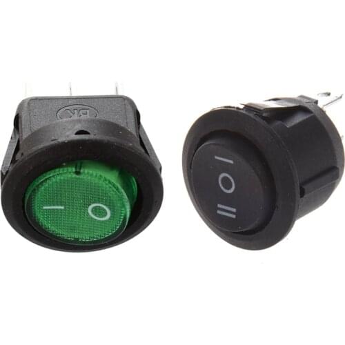 10 Pcs ON/OFF/ON SPDT Round Boat Rocker Switch with 5 Pcs SPST Green Neon Light On/Off Round Rocker Switch