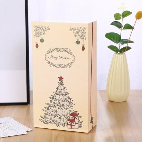 10pcs Christmas Packaging Elk Tree Gift Bag Kraft Paper Candy Dragee Gift Box Craft Bakery Cookies Biscuits Bonbonniere Gifts