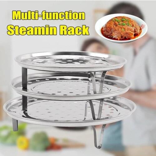 18/20/22/24/26cm Stainless Steel Steaming Plate Steaming Grid Multifunction 3 Shelf Slice Steaming Rack Round Legged Steami M8R4