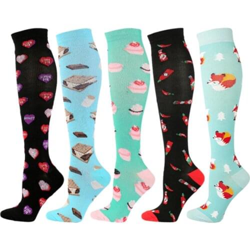 2021 High-Quality Compression Socks Female Korean Style Cartoon Animal Relieve Pain Anti-Fatigue Mens Nylon Sports Socks Gifts