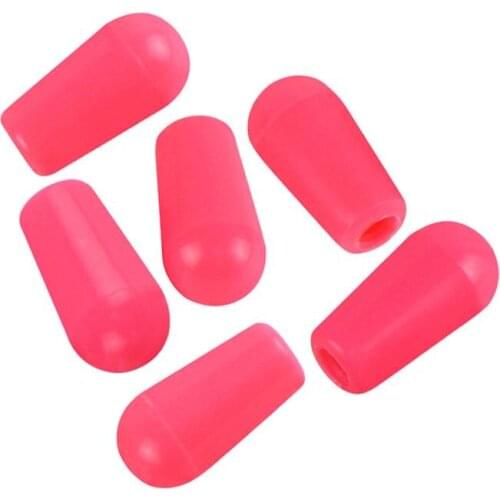 NEW 6pcs Pink Plastic 3 Way Toggle Switch Tips Caps Knobs Buttons for Electric Guitar