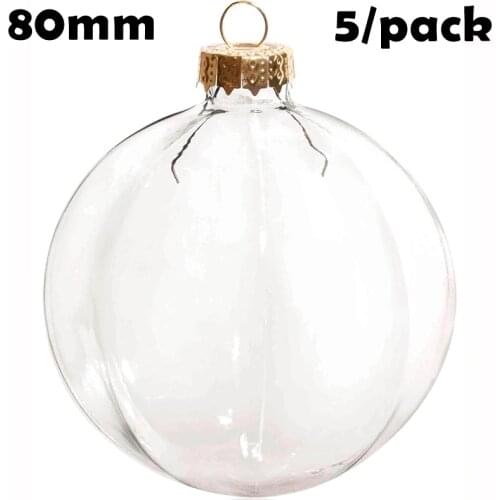 Promotion - 5/Pack, DIY Paintable Christmas Decoration Ornament 80mm Glass Wide Strip Ball