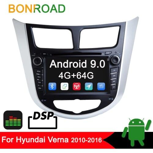 Bonroad 2din Android 9.0 4G+64G Car Multimedia Player stereo DVD for Hyundai Solaris/Verna/Accent 2010-2016 GPS Radio Navigation