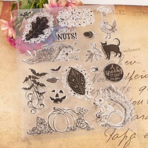 Squirrel Pumpkins Hedgehog Transparent Clear Silicone Stamp/Seal for DIY Scrapbooking/photo Album Decorative Clear Stamp